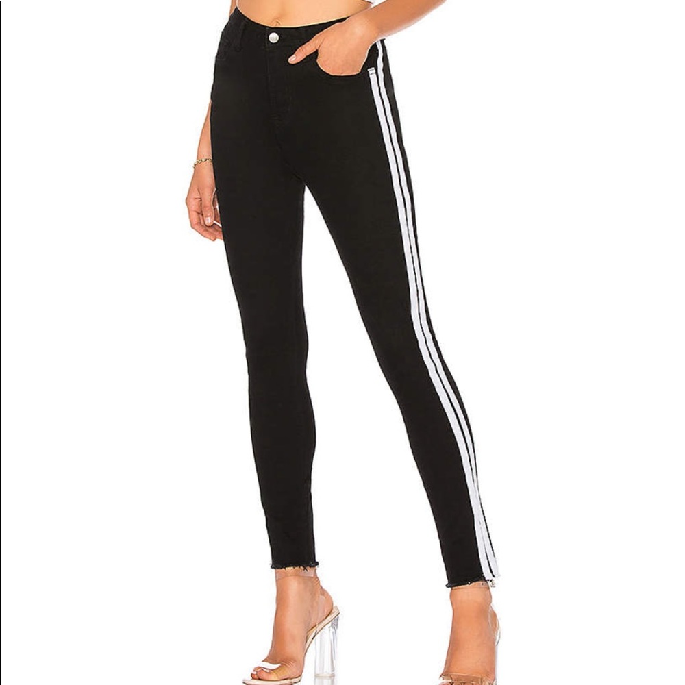 REVOLVE BY THE WAY BLACK JEANS WITH WHITE STRIPES